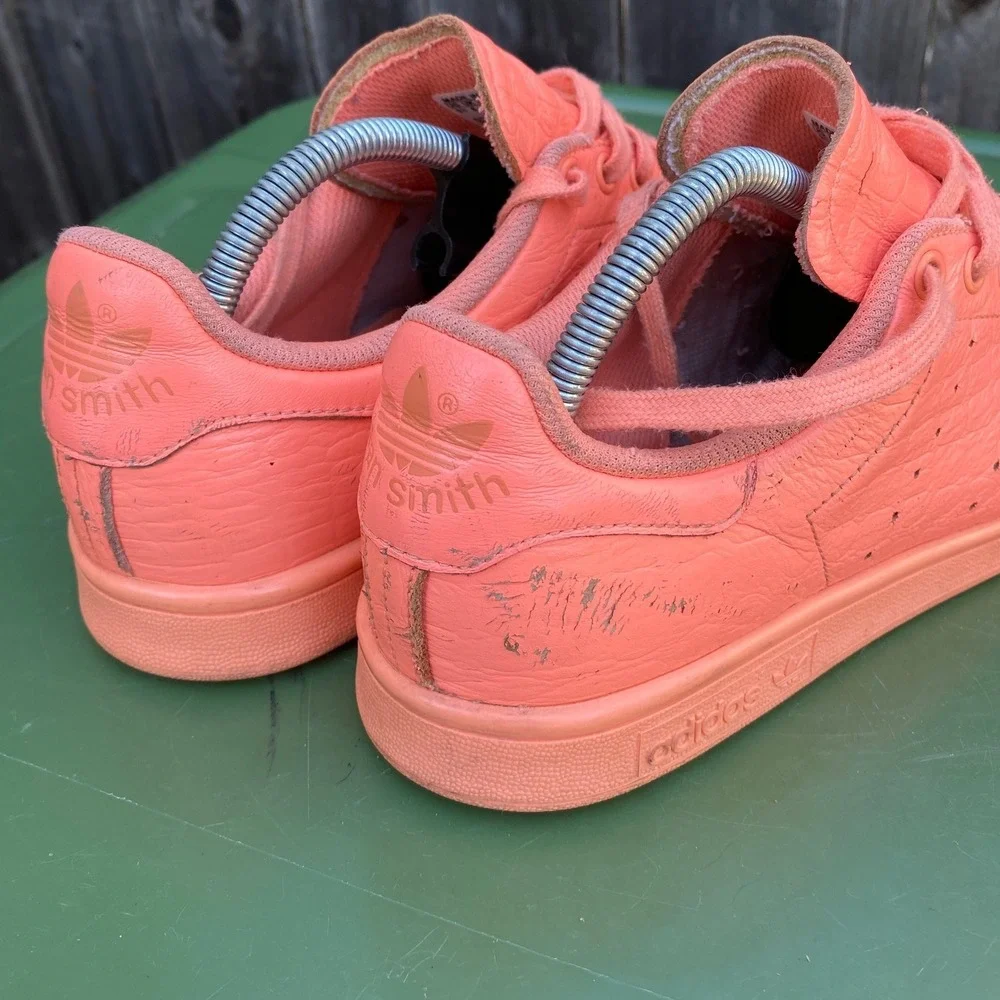 Adidas Originals Stan Smith Salmon‎ Pink Tumbled Leather Mens AQ6807 Size 9.5